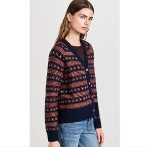 Faherty Highland Fair Isle Cardigan S